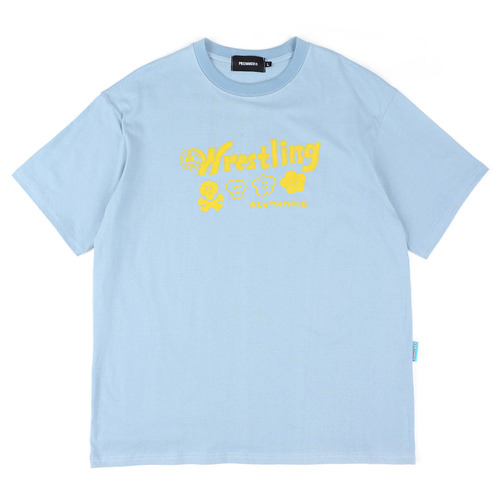 ★1+1★[EZwithPIECE] WRESTLING TEE (SKY BLUE)